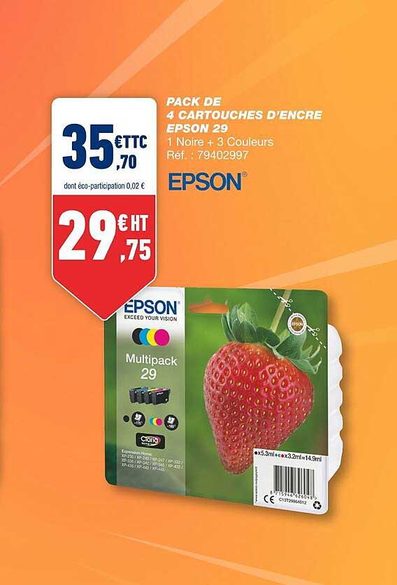 pack de 4 cartouches d'encre epson 29