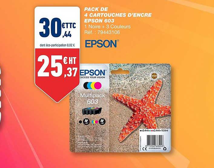 pack de 4 cartouches d'encre epson 603