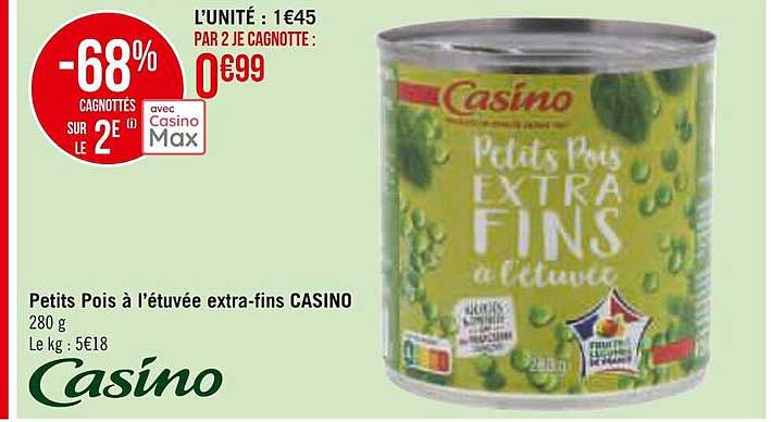 petits pois à l'étuvée extra-fins casino