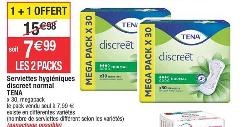 serviettes hygiéniques discreet normal tena