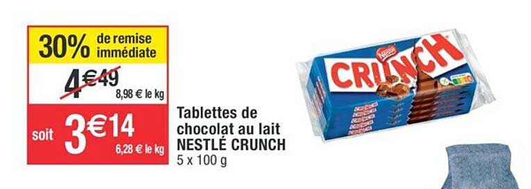 Tablettes De Chocolat Au Lait Nestlé Crunch