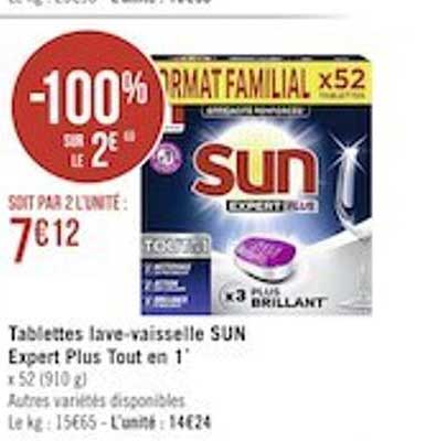 tablettes lave-vaisselle sun expert plus tout en 1