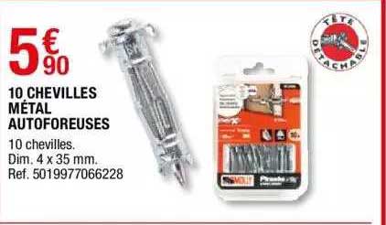 10 chevilles métal autoforeuses