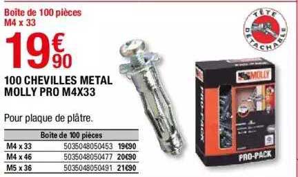 100 chevilles métal molly pro m4x33