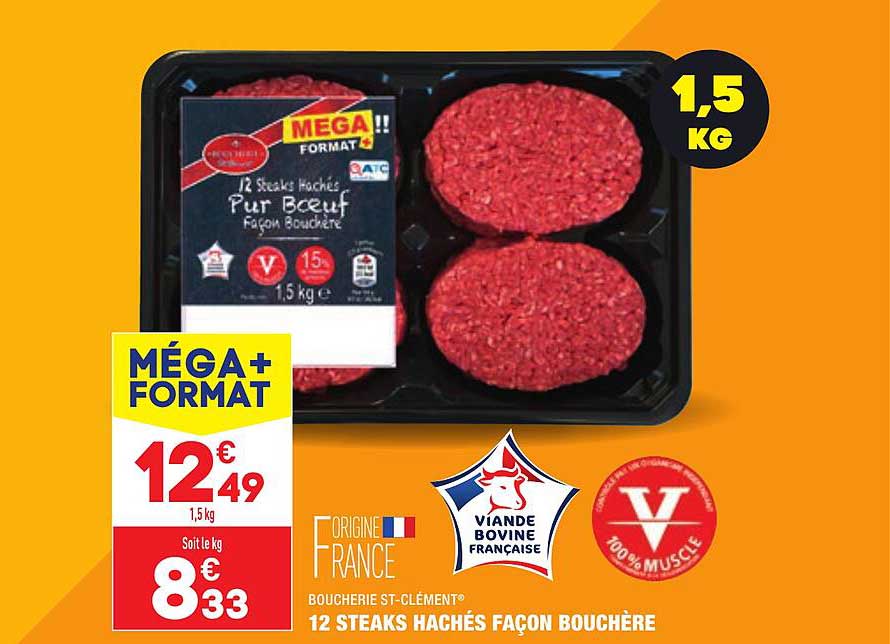 12 steaks hachés façon bouchère boucherie st-clément