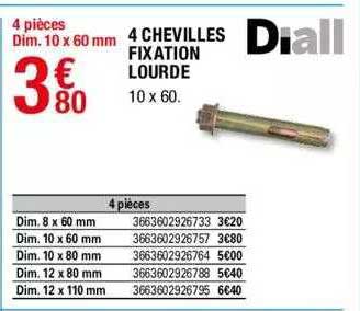 4 chevilles fixation lourde diall