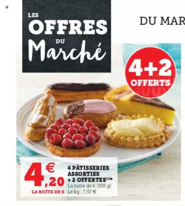 4 Pâtisseries Assorties + 2 Offertes