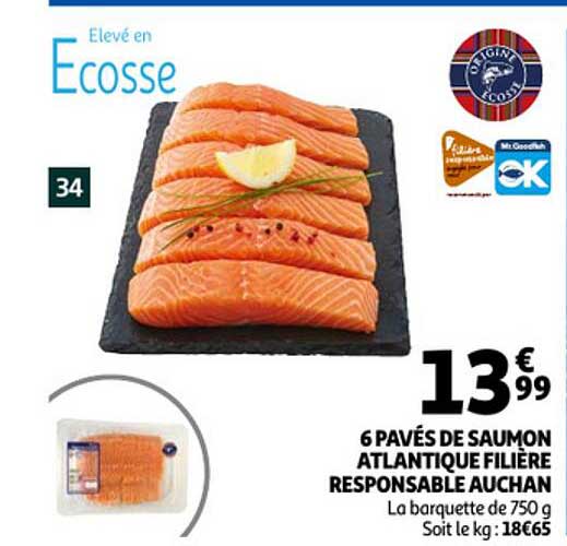6 Pavés De Saumon Atlantique Filière Responsable Auchan