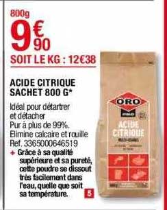 acide citrique sachet 800 g oro
