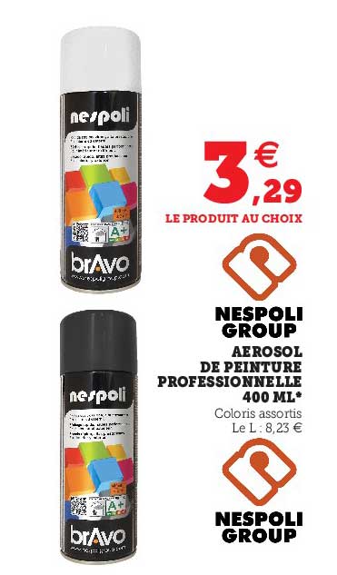 aérosol de peinture professionnelle 400 ml nespoli group
