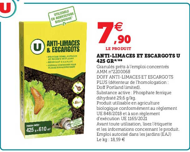 anti-limaces et escargots u 425 gr