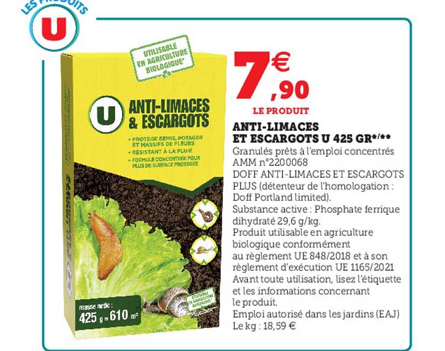 anti-limaces et escargots u 425 gr