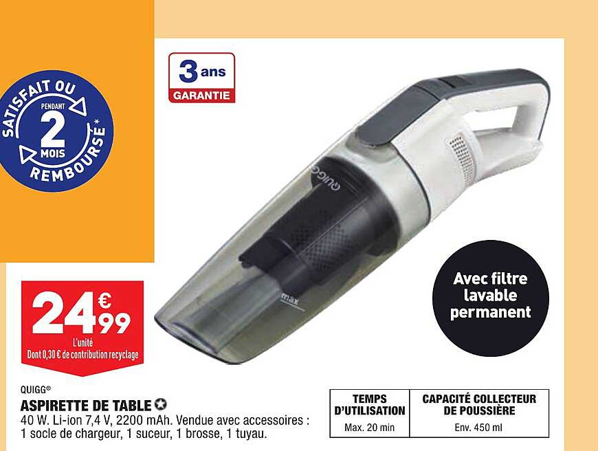 aspirette de table quigg