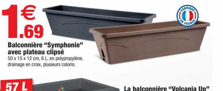 balconnière "symphonie" avec plateau clipsé , la baconnière "volcania up"