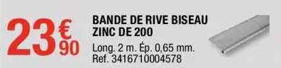 bande de rive biseau zinc de 200