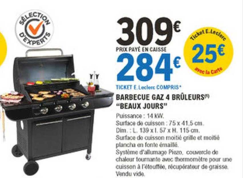 barbecue gaz 4 brûleurs "beaux jours"