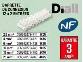 barrette de connexion 12 x 2 entrées diall