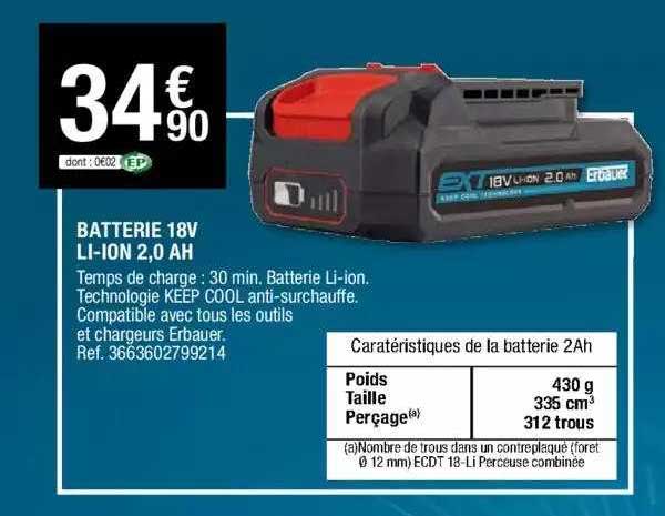 batterie 18v li-ion 2,0 ah
