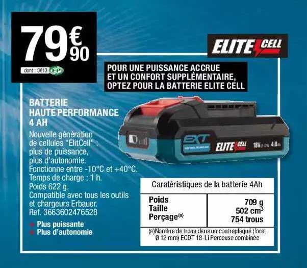batterie haute performance 4 ah elite cell