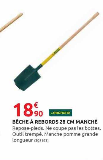 bêche à rebords 28 cm manché leborgne