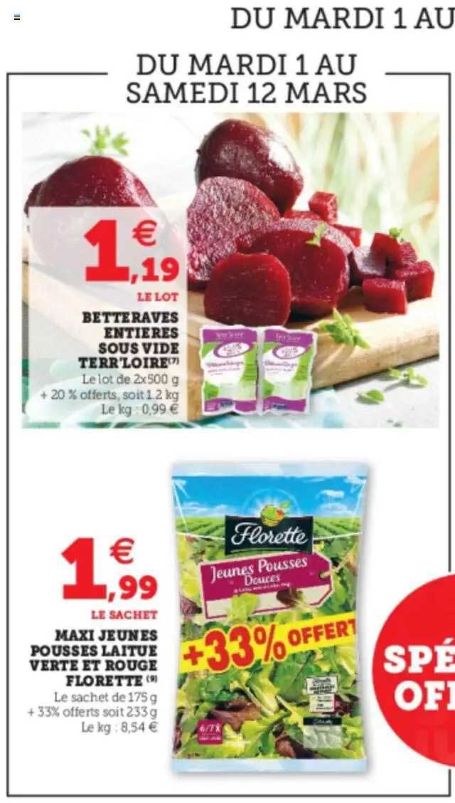 Betteraves Entières Sous Vide Terr'loire, Maxi Jeunes Pousses Laitue Verte Et Rouge Florette