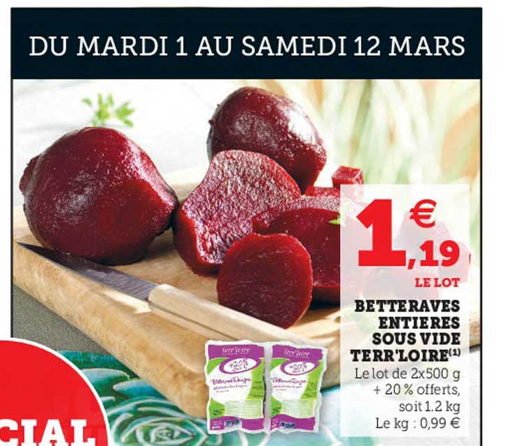 betteraves entières sous vide terr'loire