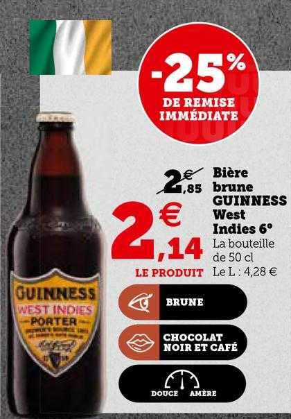 Bière Brune Guinness West Indies 6°