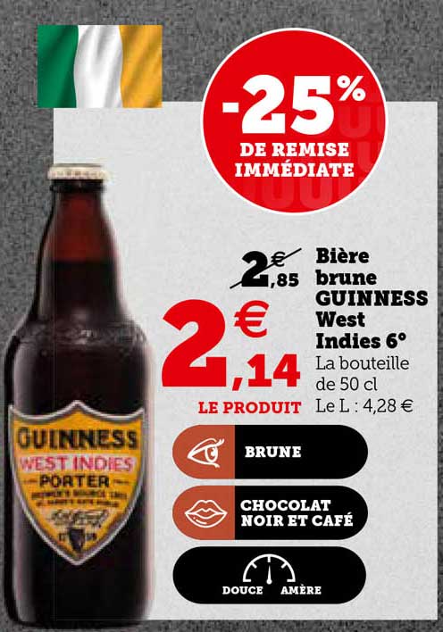 bière brune guinness west indies 6°