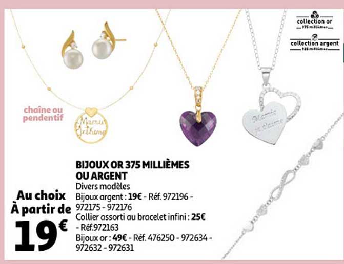 bijoux or 375 millièmes ou argent