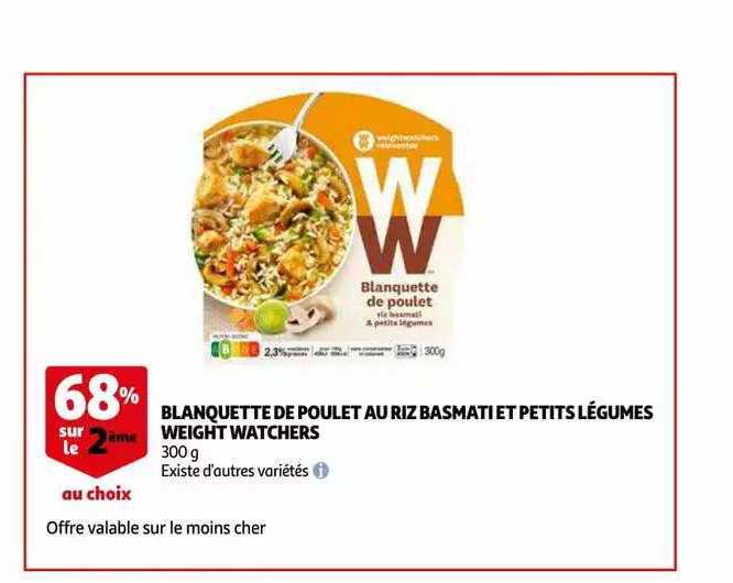 blanquette de poulet au riz basmatie et petits légumes weight watchers
