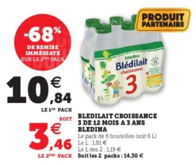 blédilait croissance 3 de 12 mois à 3 ans blédina