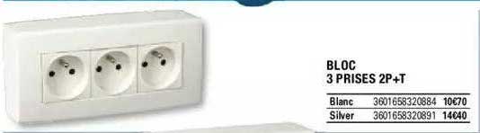 bloc 3 prise 2p+t