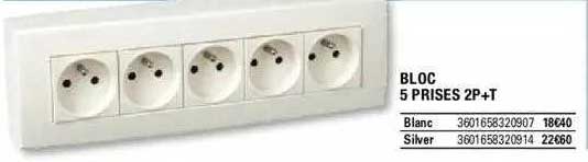 bloc 5 prises 2p+t