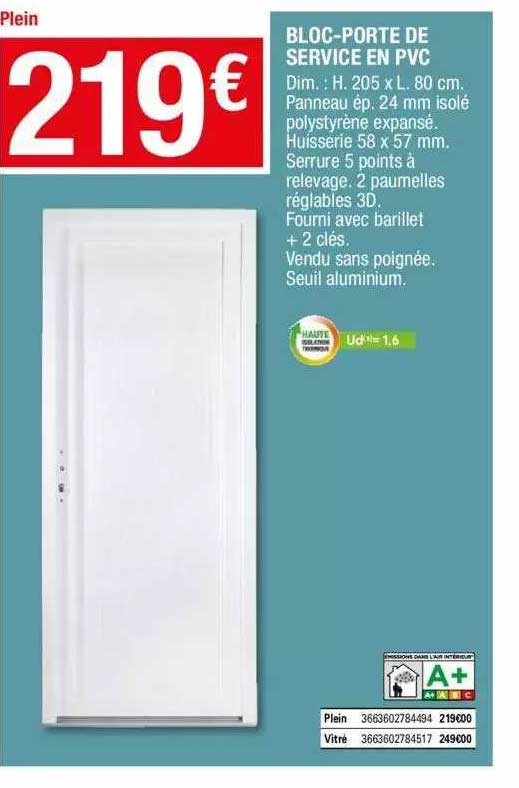 bloc-porte de service en pvc