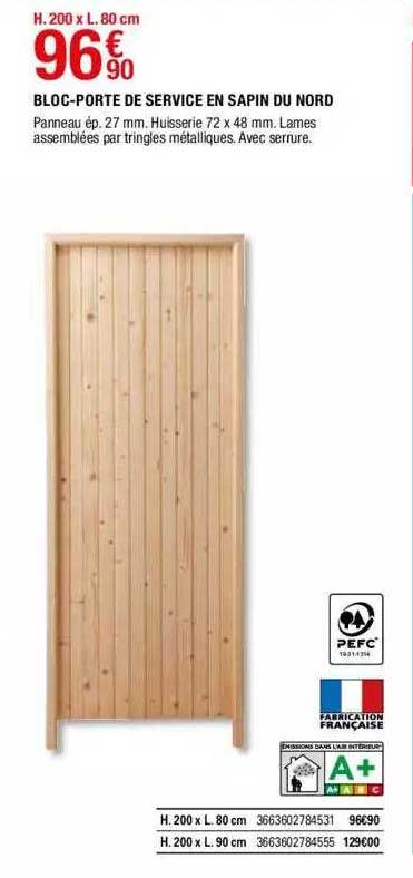 bloc-porte de service en sapin du nord