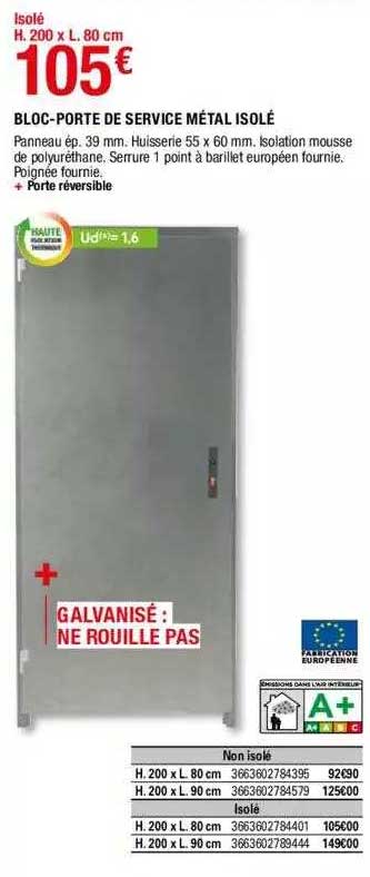 bloc-porte de service métal isolé