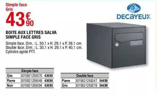 Boîte Aux Lettres Salva Simple Face Gris Decayeux