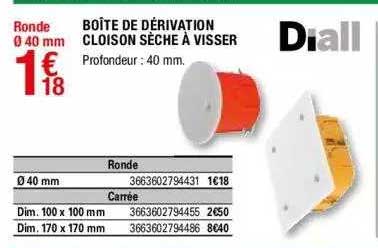 boîte de dérivation cloison sèche à visser diall