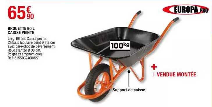 brouette 90 l caisse peinte europa pro