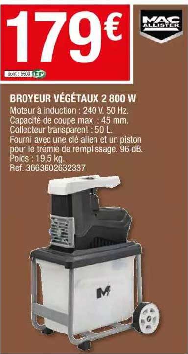 broyeur végétaux 2800 w mac allister