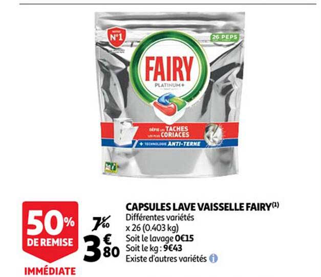 capsules lave vaisselle fairy