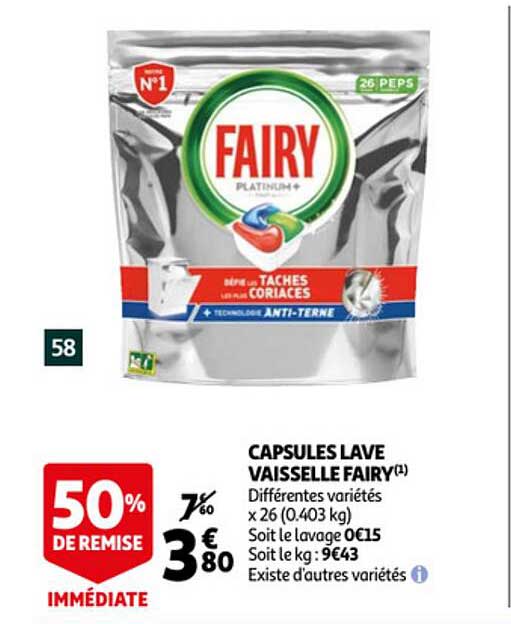 capsules lave vaisselle fairy