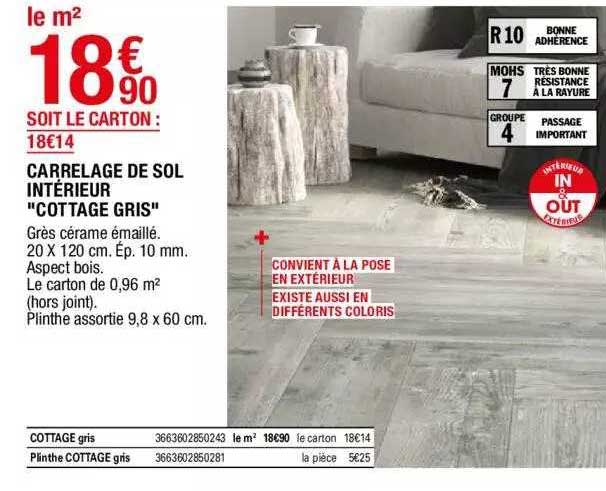 Carrelage De Sol Intérieur "cottage Gris"