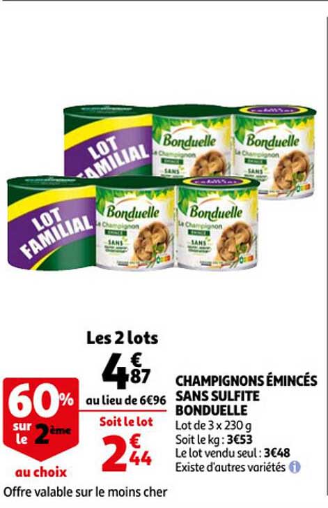champignons émincés sans sulfite bonduelle