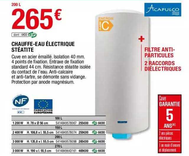 chauffe-eau électrique stéatite acapulco
