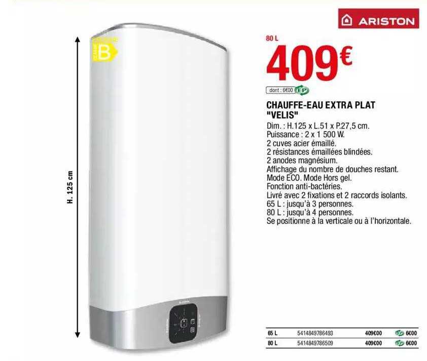 chauffe-eau extra plat "velis" ariston