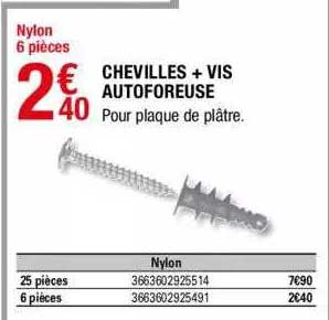 chevilles + vis autoforeuse