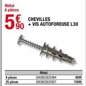 chevilles + vis autoforeuse l30
