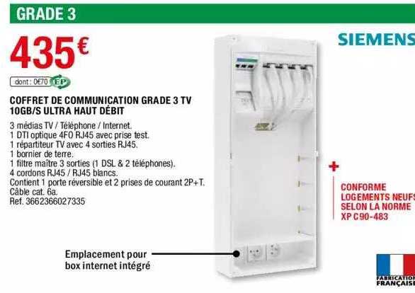coffret de communication grade 3 tv 10gb-s ultra haut débit