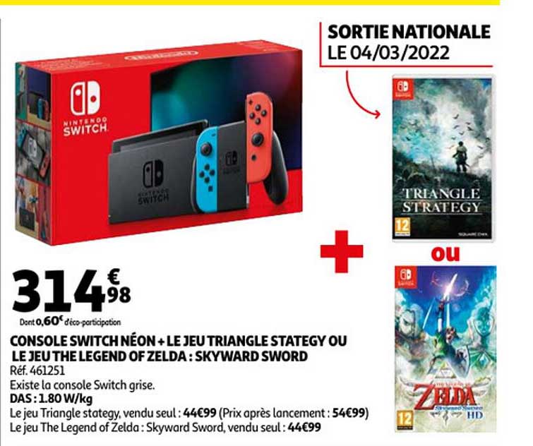 console switch néon + le jeu triangles stategy ou le jeu the legend of zelda : skyward sword